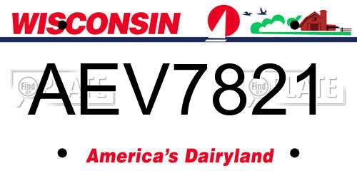 AEV7821 Wisconsin License Plate