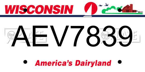 AEV7839 Wisconsin License Plate
