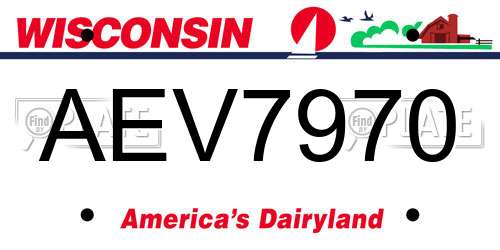 AEV7970 Wisconsin License Plate