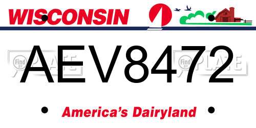 AEV8472 Wisconsin License Plate