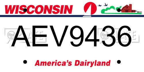 AEV9436 Wisconsin License Plate