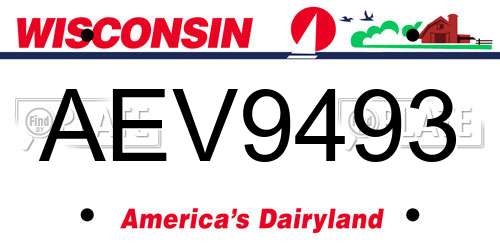 AEV9493 Wisconsin License Plate