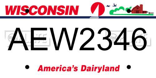 AEW2346 Wisconsin License Plate