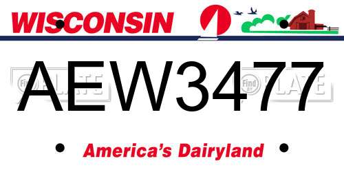 AEW3477 Wisconsin License Plate