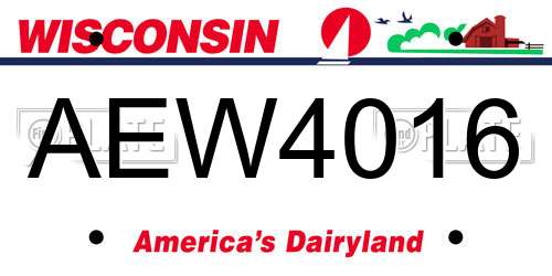 AEW4016 Wisconsin License Plate