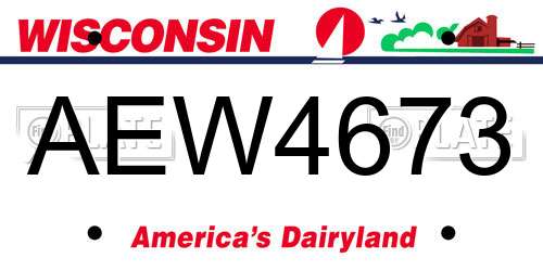 AEW4673 Wisconsin License Plate