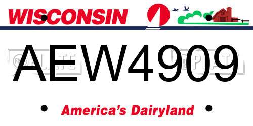 AEW4909 Wisconsin License Plate