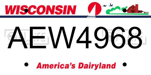 AEW4968 Wisconsin License Plate