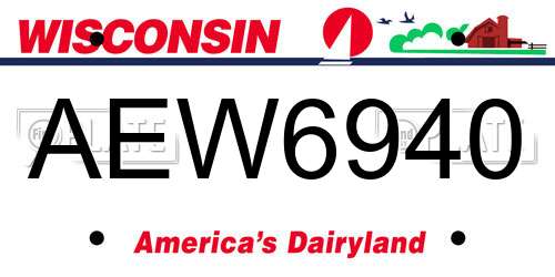 AEW6940 Wisconsin License Plate