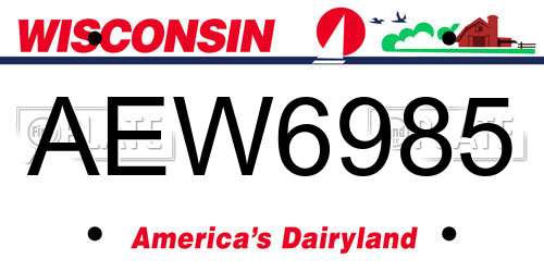 AEW6985 Wisconsin License Plate