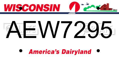 AEW7295 Wisconsin License Plate