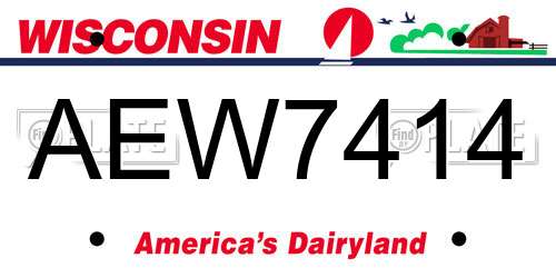 AEW7414 Wisconsin License Plate