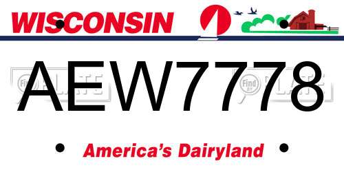 AEW7778 Wisconsin License Plate