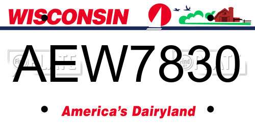 AEW7830 Wisconsin License Plate