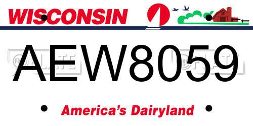 AEW8059 Wisconsin License Plate