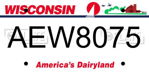 AEW8075 Wisconsin License Plate