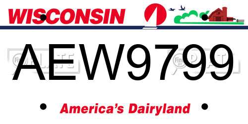 AEW9799 Wisconsin License Plate