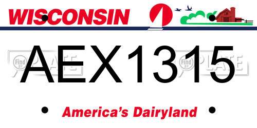 AEX1315 Wisconsin License Plate