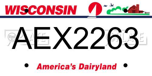 AEX2263 Wisconsin License Plate