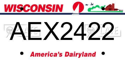 AEX2422 Wisconsin License Plate