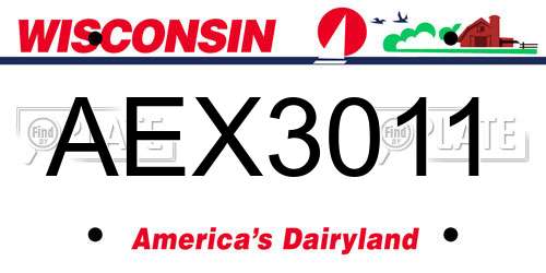 AEX3011 Wisconsin License Plate