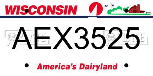 AEX3525 Wisconsin License Plate