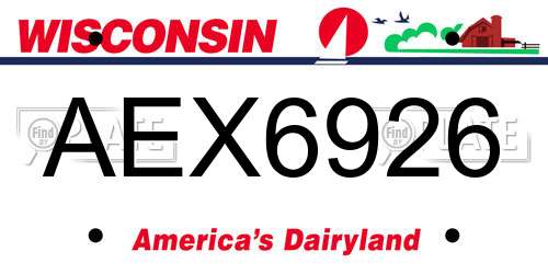 AEX6926 Wisconsin License Plate