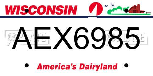 AEX6985 Wisconsin License Plate
