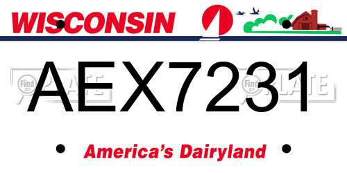AEX7231 Wisconsin License Plate