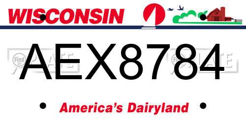AEX8784 Wisconsin License Plate