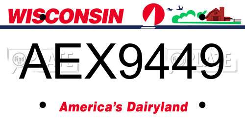 AEX9449 Wisconsin License Plate
