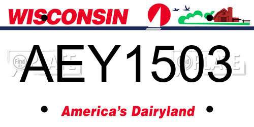 AEY1503 Wisconsin License Plate