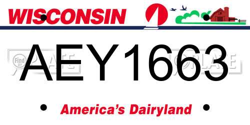 AEY1663 Wisconsin License Plate