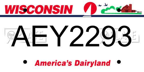 AEY2293 Wisconsin License Plate