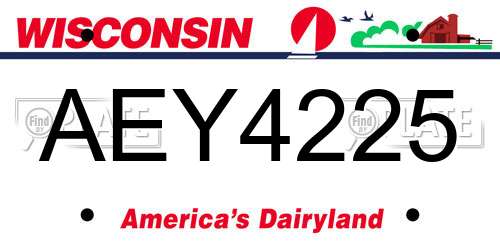AEY4225 Wisconsin License Plate