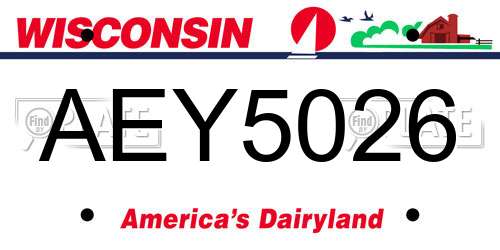 AEY5026 Wisconsin License Plate