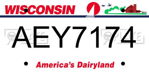 AEY7174 Wisconsin License Plate