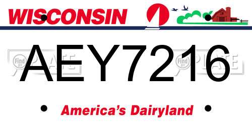 AEY7216 Wisconsin License Plate