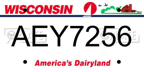 AEY7256 Wisconsin License Plate