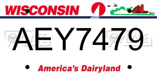 AEY7479 Wisconsin License Plate