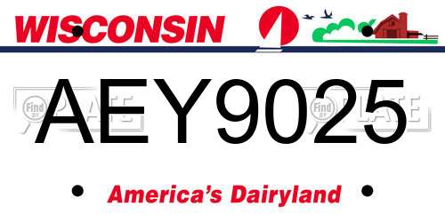 AEY9025 Wisconsin License Plate