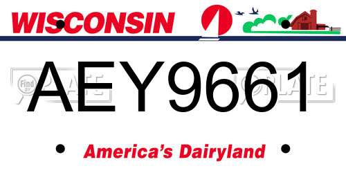 AEY9661 Wisconsin License Plate