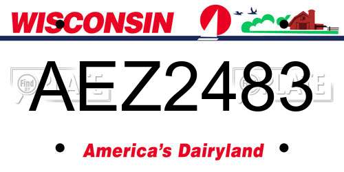 AEZ2483 Wisconsin License Plate