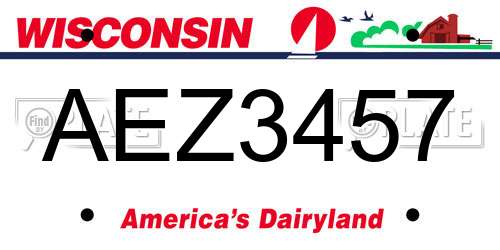 AEZ3457 Wisconsin License Plate