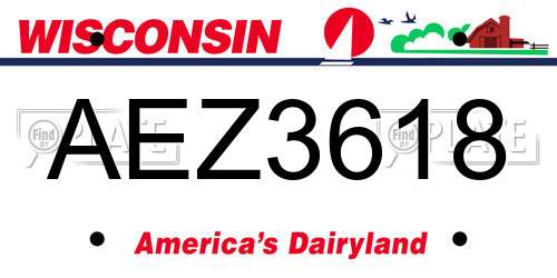 AEZ3618 Wisconsin License Plate