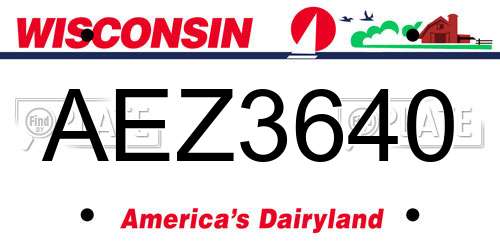 AEZ3640 Wisconsin License Plate