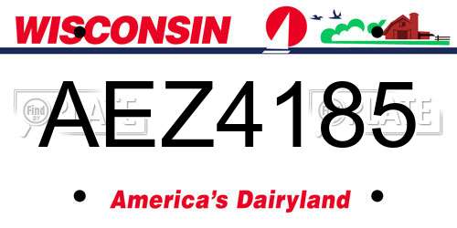 AEZ4185 Wisconsin License Plate