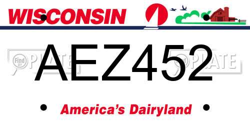 AEZ452 Wisconsin License Plate