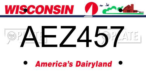 AEZ457 Wisconsin License Plate