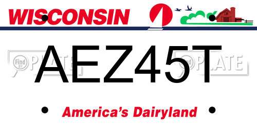 AEZ45T Wisconsin License Plate